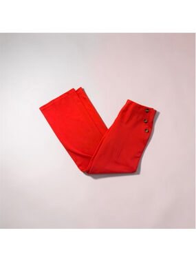Women's VERSONA Red Trousers with Brown Buttons, Size S